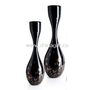 Black with Gold Decorative Glass Vase