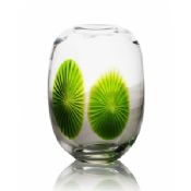 Durable And Attractive Transparent Decorative Glass Vase With Green Leaf images