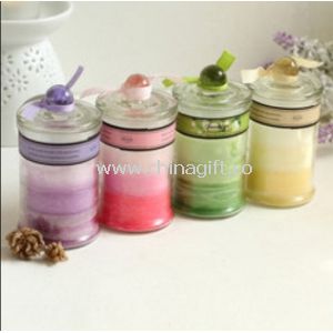 Colored glass filled candle set