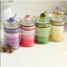 Colored glass filled candle set images