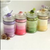Colored glass filled candle set images