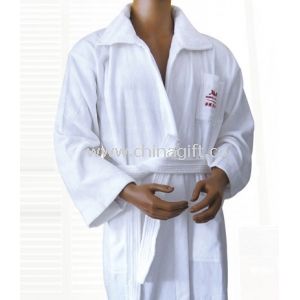 Plain Weaving Square Collar Luxury Hotel Bathrobes White for men