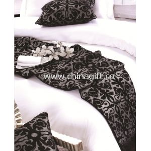 مجموعه کامل کتانی تخت هتل لوکس ژاکارد سیاه و سفید بافته شده
