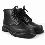 Black Leather Military Ankle Boots With Rubber Sole images