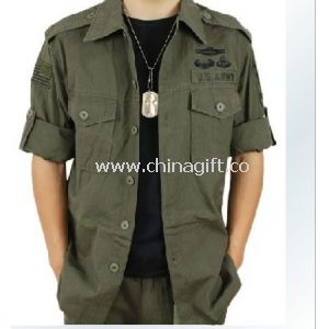Military Cotton Mens Cargo Shirt Breathable