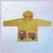Κίτρινο κινούμενα σχέδια τυπωμένα ένδυση βροχής για παιδιά 20&#34; images