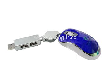 Mini retractable mouse with usb hub