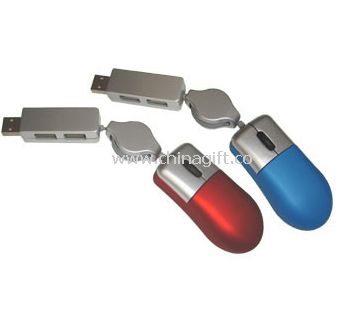 Retractable mouse with usb hub