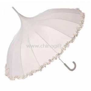 Håndverket hvite blonder bryllup parasoll paraplyer
