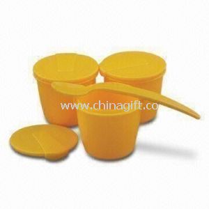 Baby Feeding Set with Three Pieces of Snack Cups and One Piece Spoon