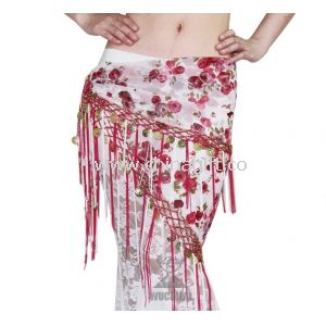 Mousseline de soie de la danse du ventre hanche foulards Rose Printing