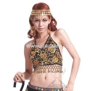Belly Dancing Tops With Shining Flower Pattern