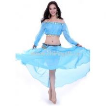 Transparent Multi Layer Blue Belly Dancer Costume For Practice , Waist Size 70 cm images