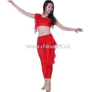 Red Belly Dance Practice / Performance Costumes With Pretty Ruffles
