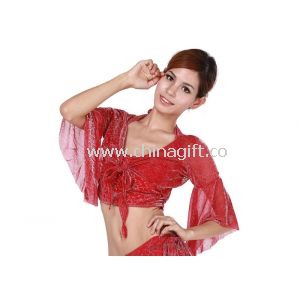 Red Belly Dance Top with Flare Sleeve , Belly Dancing Clothes