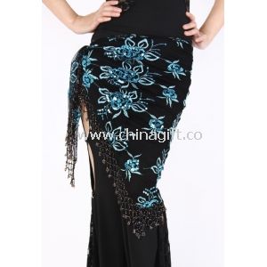 Simple Belly Dance Hip Scarves With Embroidered Flower