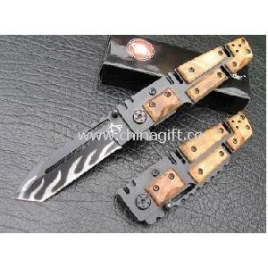 Stainless steel color wood handle dual blade knife
