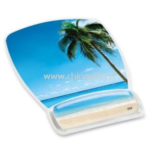 Durable Photo Insert Lycra Cloth + Soft Gel + PU / ABS gel mouse pad with wrist support