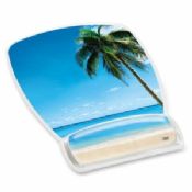 Durable Photo Insert Lycra Cloth + Soft Gel + PU / ABS gel mouse pad with wrist support images