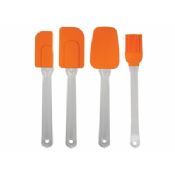 Silicone Cooking Utensil Set with Plastic Handles Spatula - Spoon - Brush images