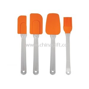 Silicone Cooking Utensil Set with Plastic Handles Spatula - Spoon - Brush