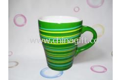 Green yellow stripe print mug