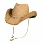 Chapéu de cowboy palha do raffia Frayed borda images