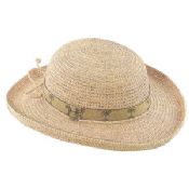 Womens Crocheted Raffia Straw Hat images