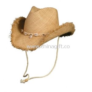 Raffia straw Frayed edge cowboy hat