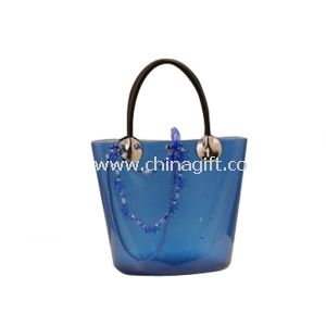 Candy Blue Tote Bag Beads Accessories Silicone Handble Embossed Logo