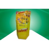 Six Faces Yellow Recyclable Corrugated Cardboard Dump Bins Offset Printing For Cup Snacks images