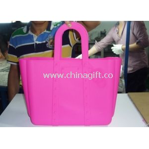 Pink Skull Top Handle Silicone Handbag Shopping Tote