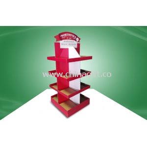 Rote umweltfreundliche Wellpappe Pappe freistehenden Einheiten vier Verkaufsregalen Shinning Offsetdruck