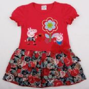 Kids lovely peppa pig with embroidery tunic top girl party dress images
