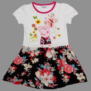 Peppa pig cute baby girl minnie summer flower girl dresses