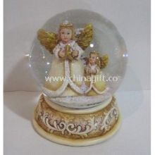 Polyresin Kneeling Angel Water/Snow Globes Balls musical Carved Floral Detail images