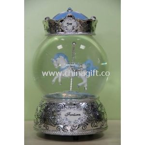 Polyresin Rotating Carosels Water / Snow Globes With Music