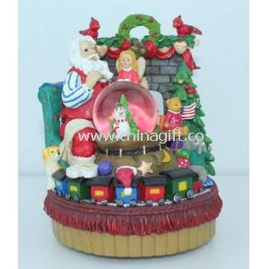 Resin christmas tree and father Water/Snow Globes music box with hand painting