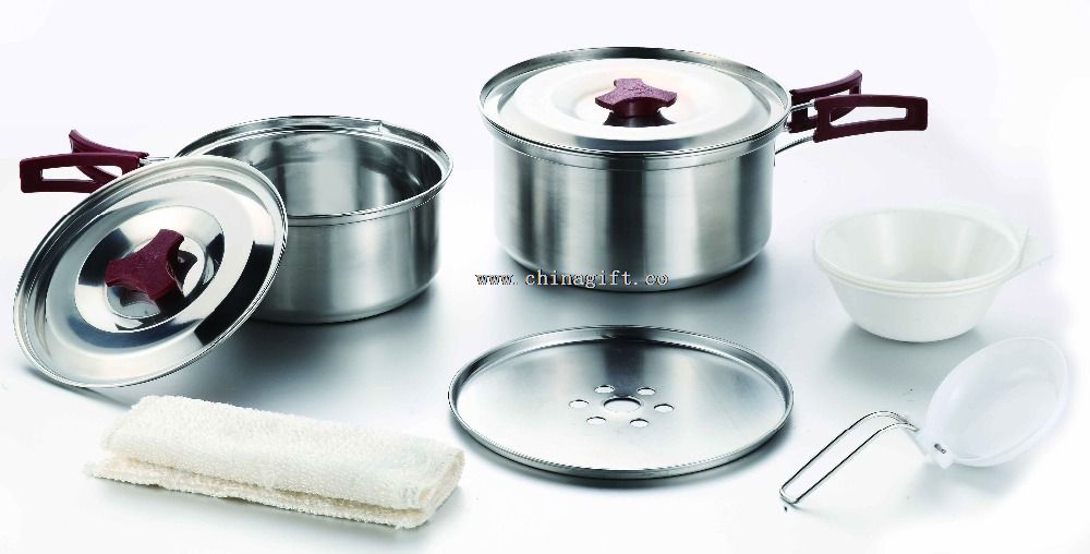 10pcs stainless steel camping cook set