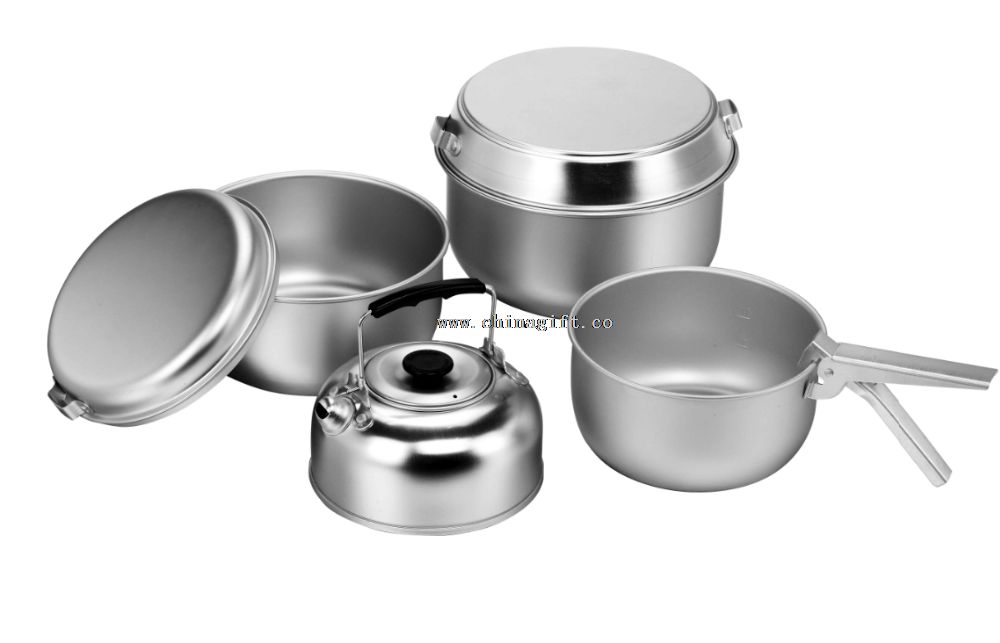 7pcs în aer liber din aluminiu anodizat set de gătit jumbo