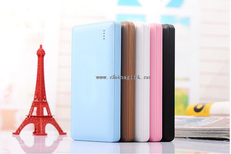 Leather material ultra thin portable power bank 8000mah