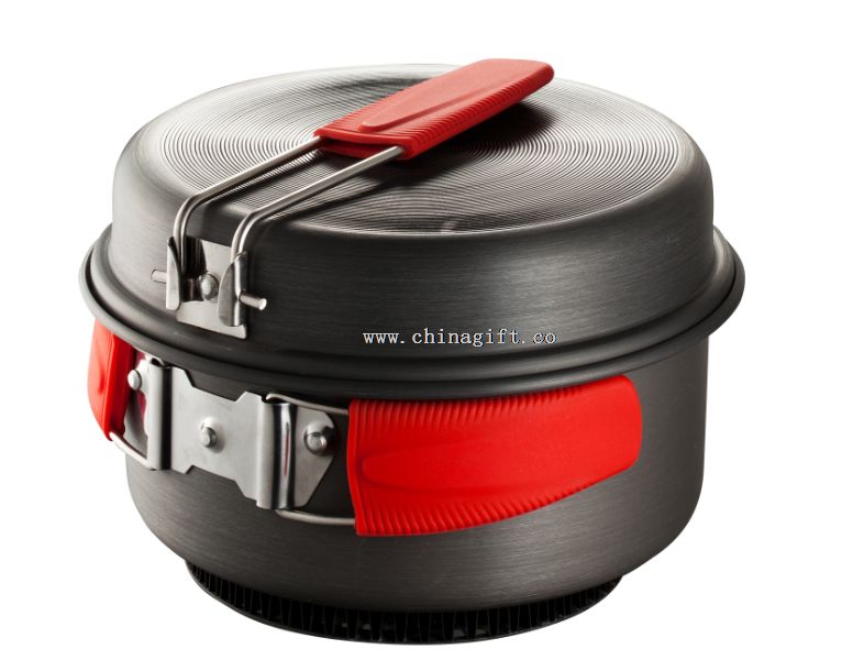 2 PIEZAS camping cookware de aluminio con cargador pan y calor