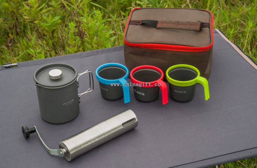 Outdoor portable flute camping coffee bean grinder set
