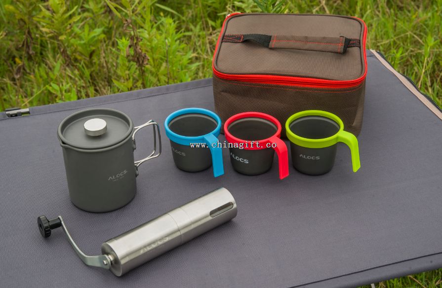 Set flauta portátil al aire libre camping molino de grano de café