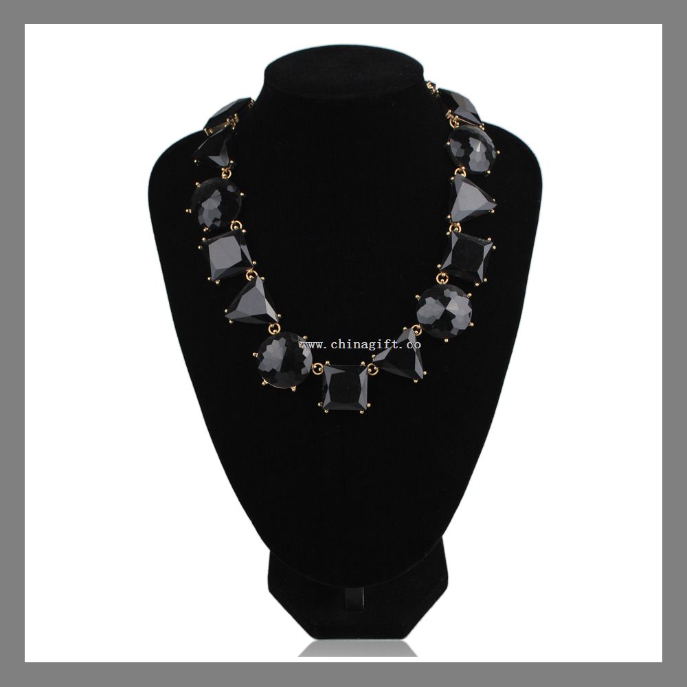 Black stone link necklace fashion simple pendant