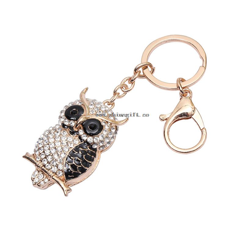 Sebagian besar burung hantu keychain hadiah untuk pacar kristal rhinestone keychain temuan Cap