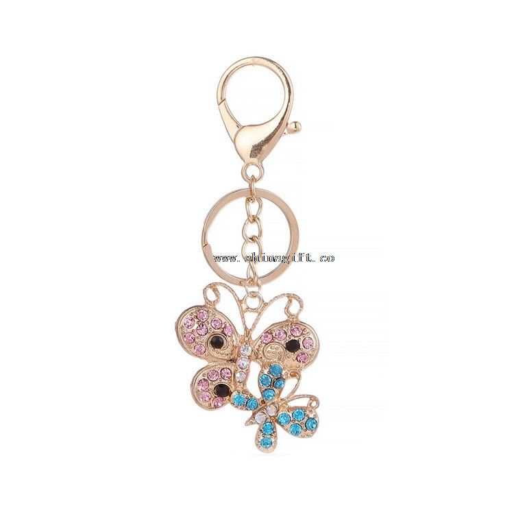 Motyl rhinestone Breloki nowe promocyjne bony elementów 2015 niestandardowe keychain