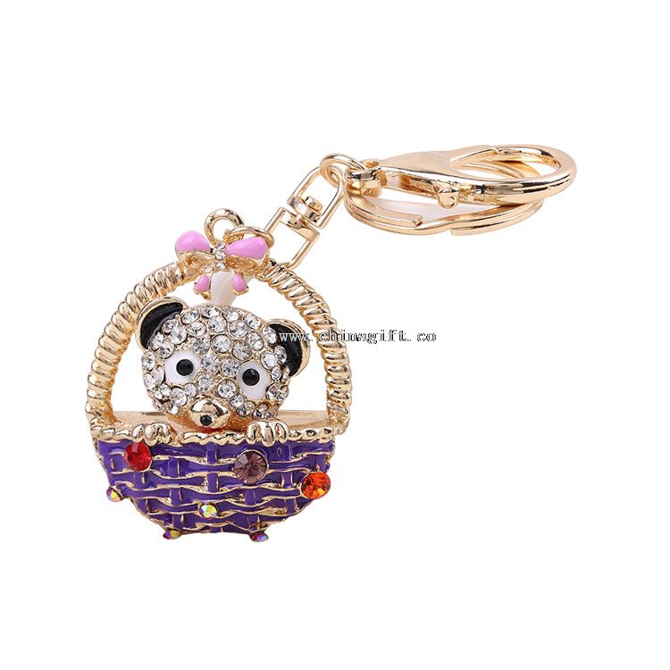 Cheap gifts of wedding key chain bear love gift crystal rhinestone keychain