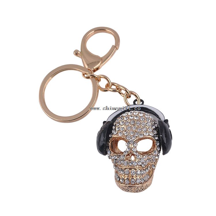 Murah Grosir halloween tengkorak rhinestone keychain tengkorak gantungan kunci