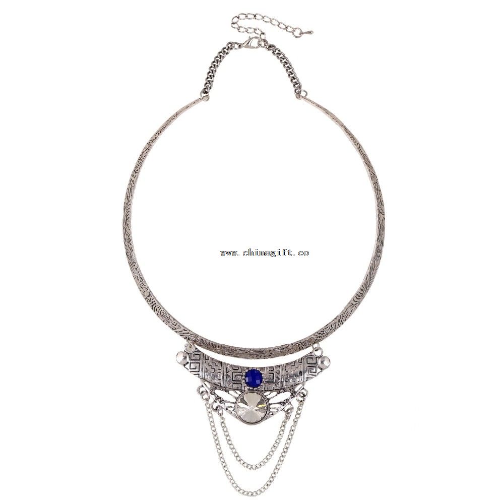 Çin fabrika doğrudan satışı renkli metal cam çift Zincir kolye jewelrye